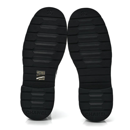 Chanel Shiny Calfskin Quilted Lace Up Combat Boots 37.5 Black 5 of 9