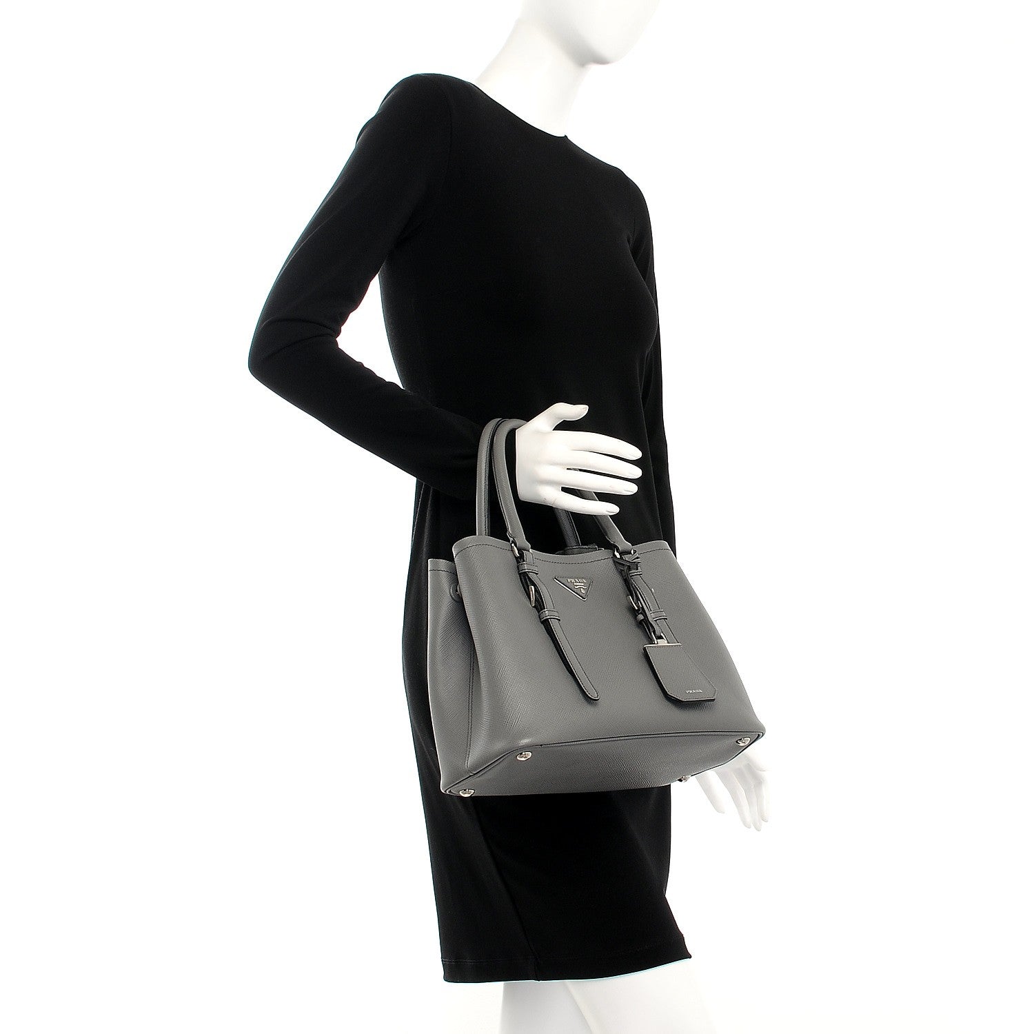 Prada Saffiano Cuir Double Handle Tote Marmo 3 of 10