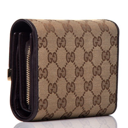 Gucci Monogram Margaux Calfskin Dice Compact Trademark Wallet Beige Ebony Cocoa 3 of 7
