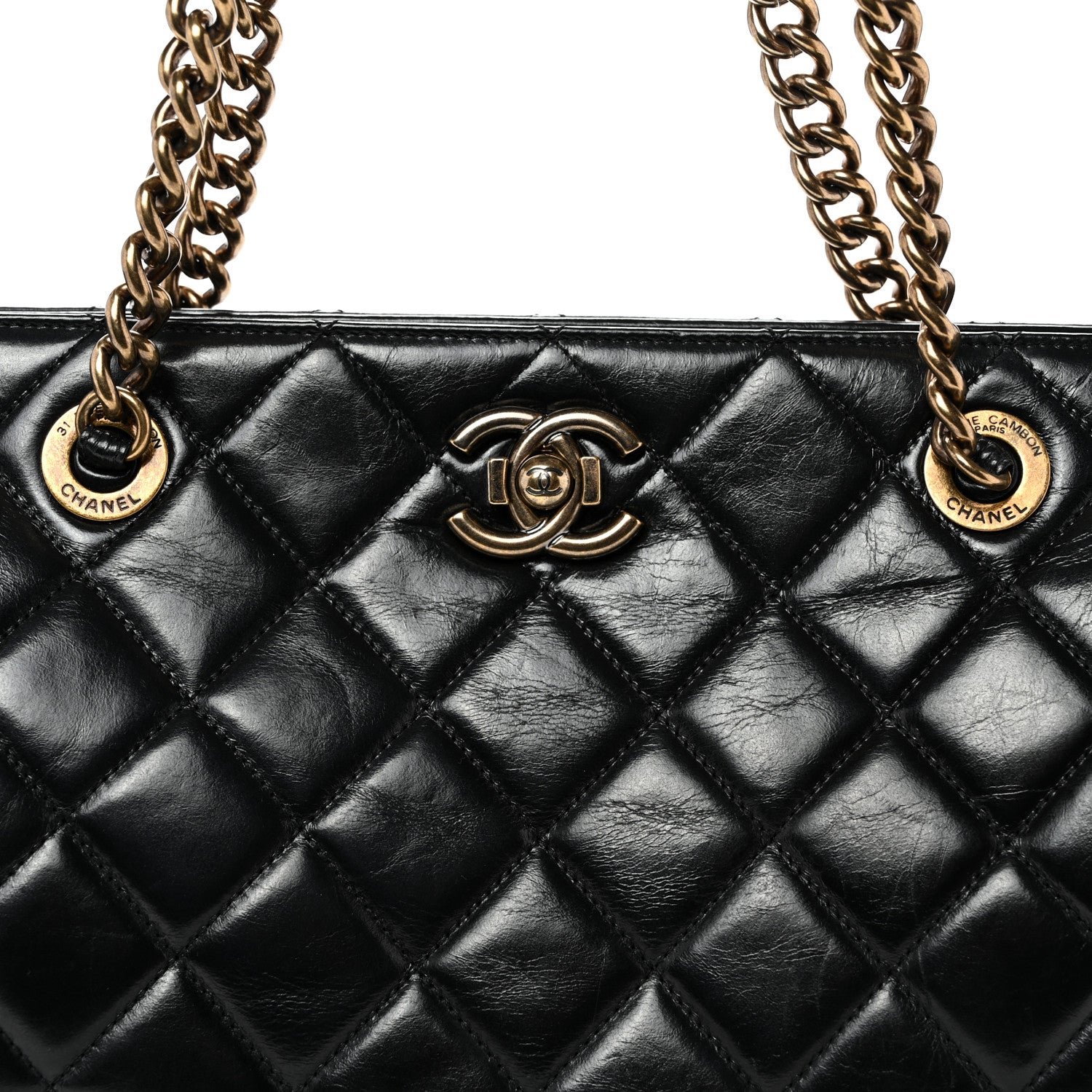 Chanel Glazed Calfskin Quilted Perfect Edge Tote Black 8 of 10