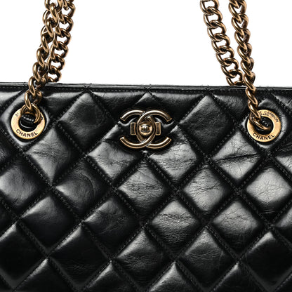Chanel Glazed Calfskin Quilted Perfect Edge Tote Black 8 of 10