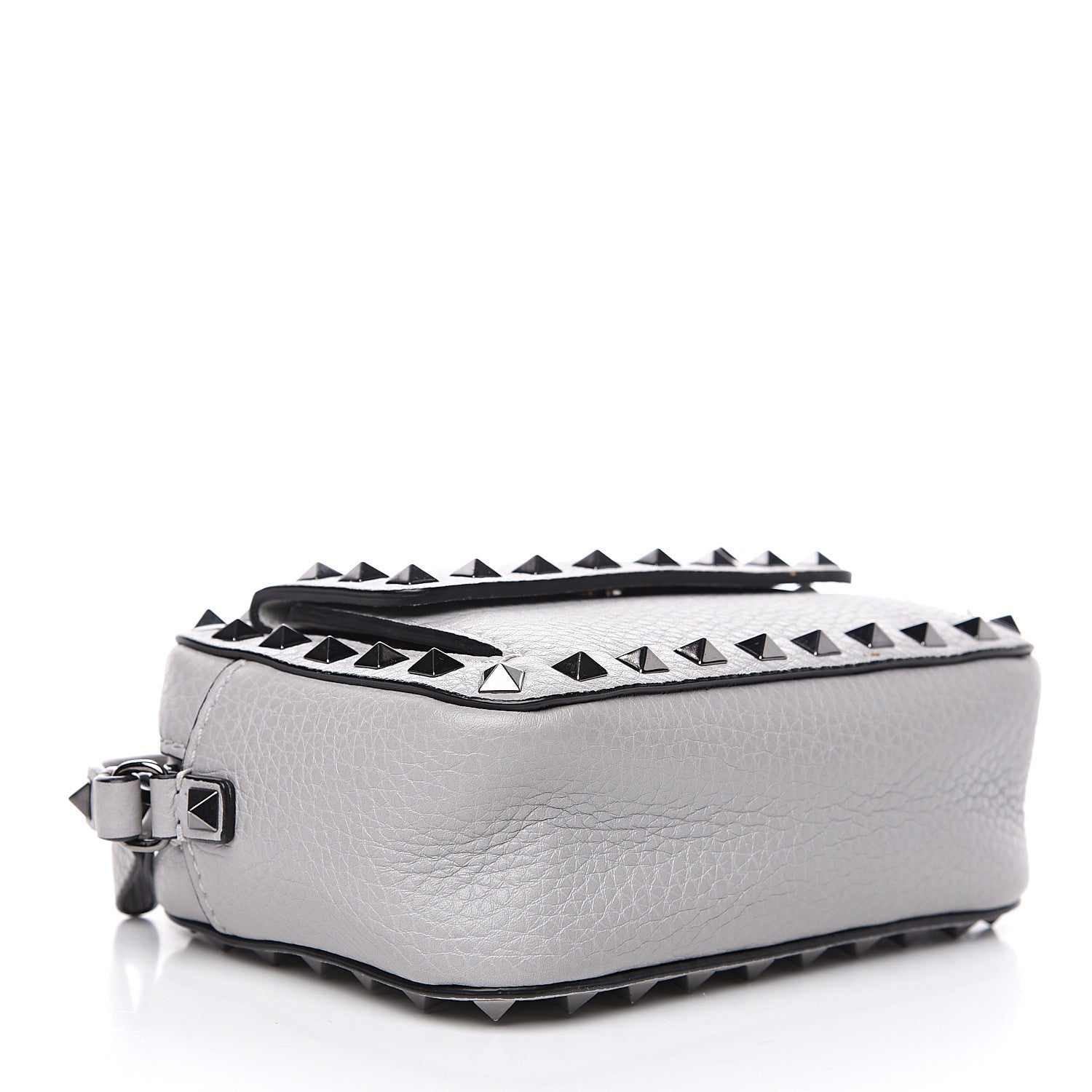 Valentino Garavani Grained Calfskin Small Rockstud Flap Pocket Camera Crossbody Bag Pastel Grey 3 of 8