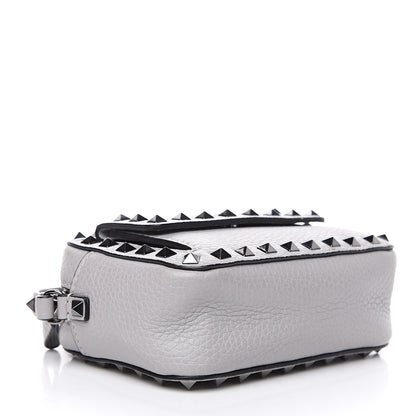 Valentino Garavani Grained Calfskin Small Rockstud Flap Pocket Camera Crossbody Bag Pastel Grey 3 of 8