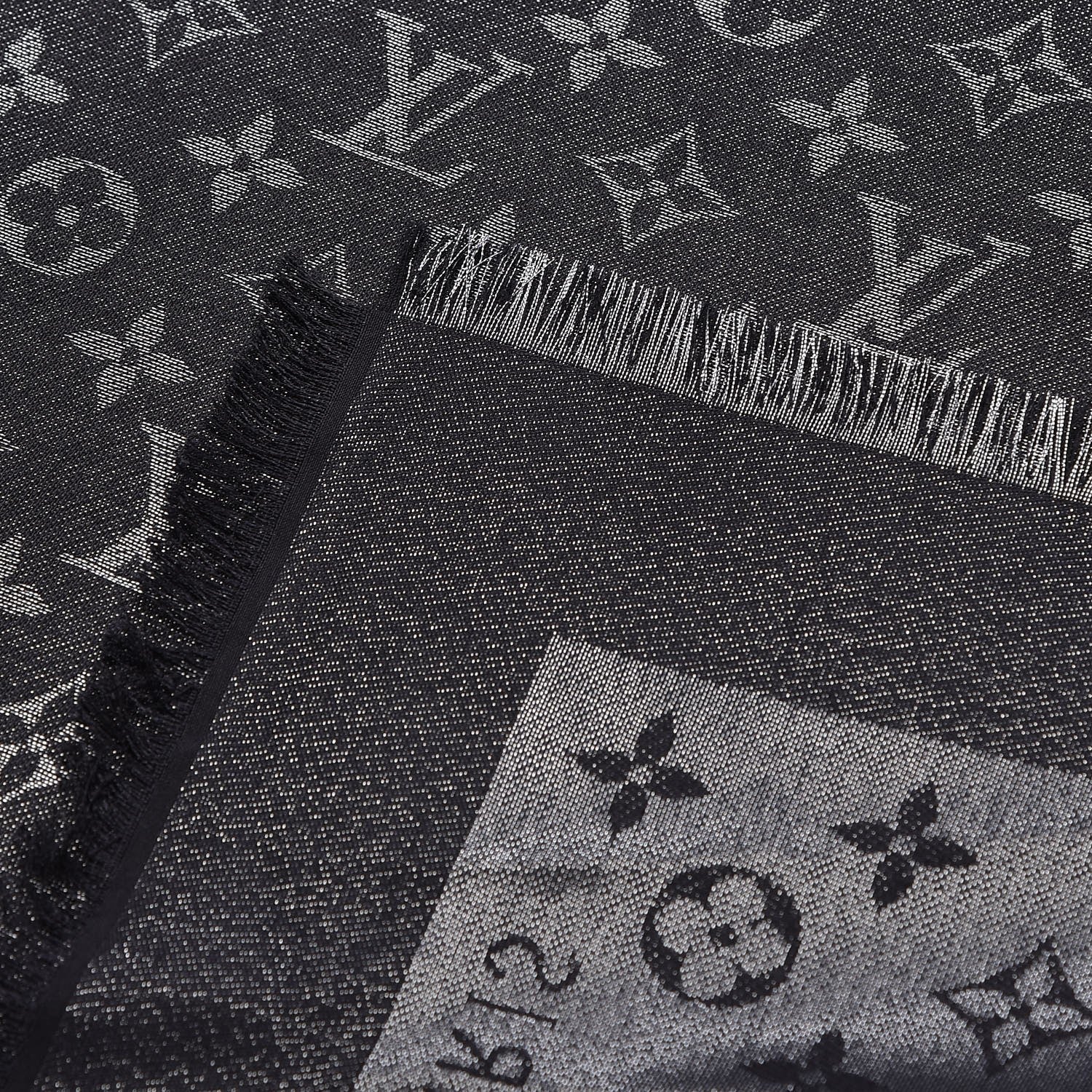 Louis Vuitton Silk Lurex Wool Monogram Shine Shawl Black 4 of 5