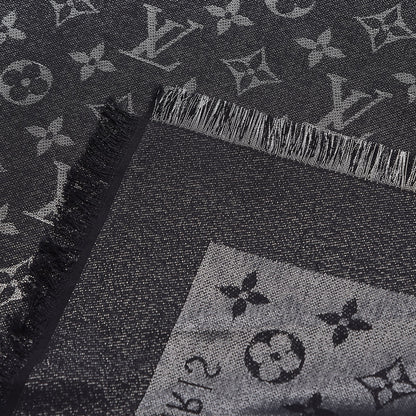 Louis Vuitton Silk Lurex Wool Monogram Shine Shawl Black 4 of 5