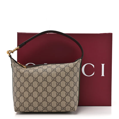 Gucci GG Supreme Monogram Textured Calfskin Web Super Mini Ophidia Shoulder Bag Beige Ebony New Acero 12 of 12