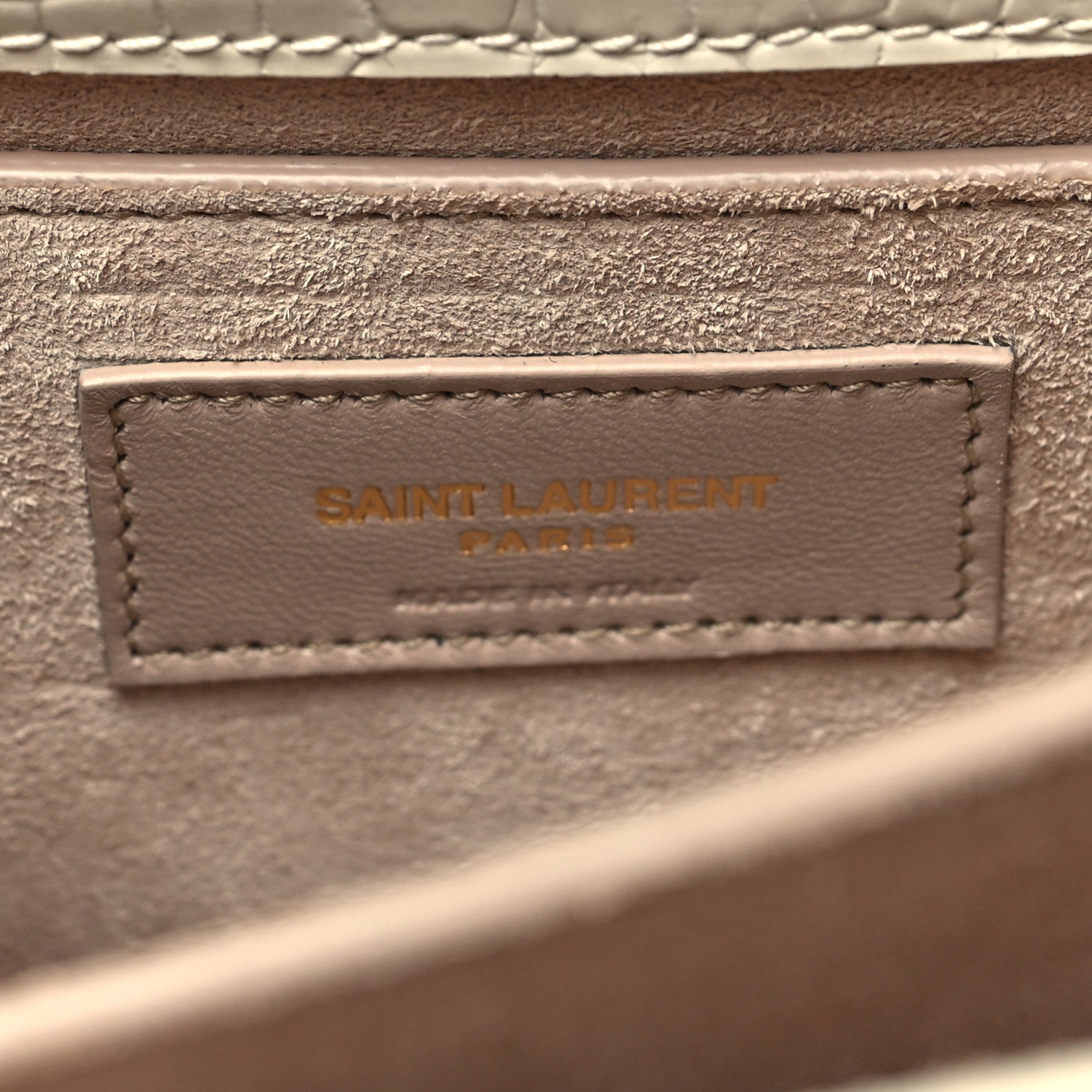 Saint Laurent Calfskin Crocodile Embossed Medium Monogram Sunset Blanc Vintage 8 of 12