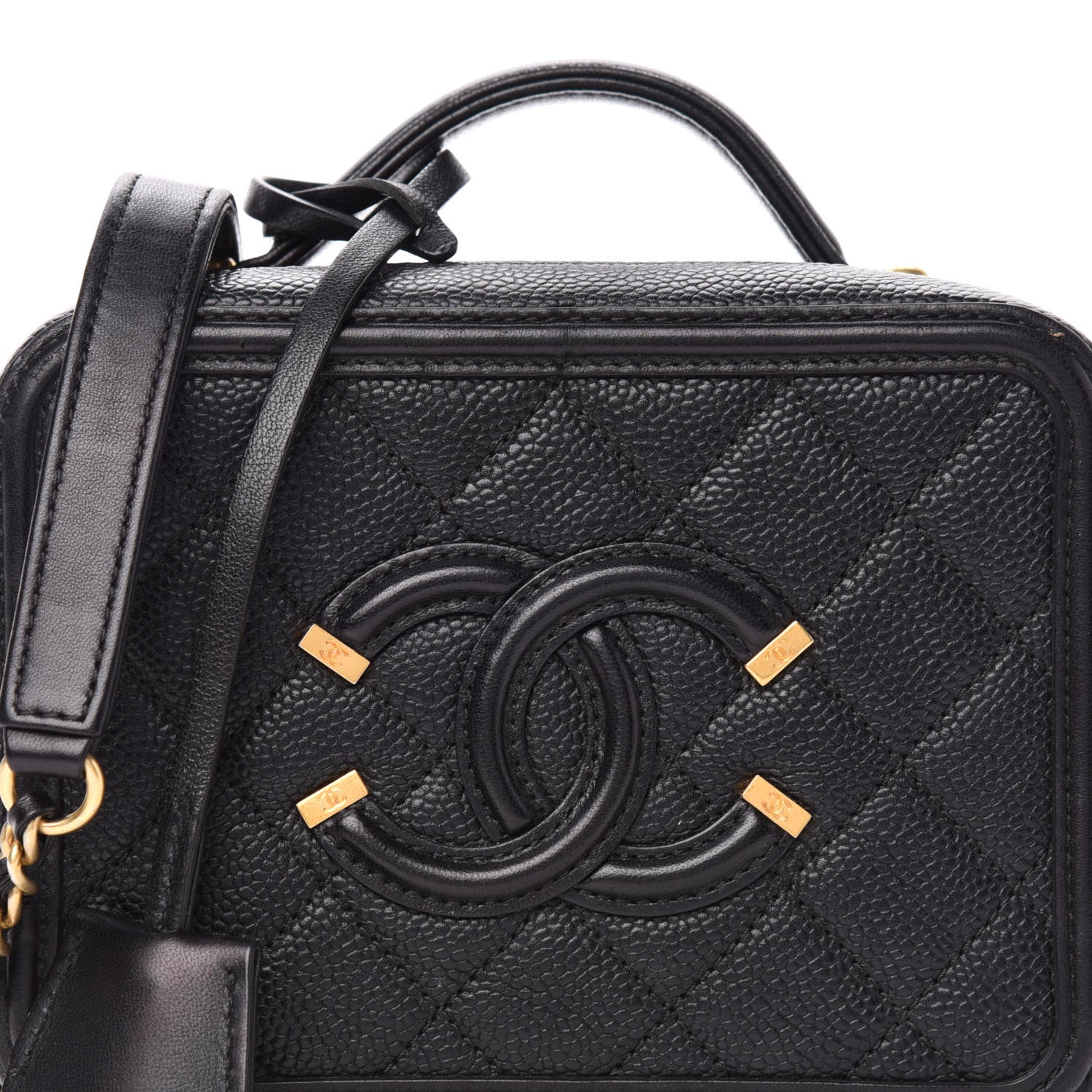 Chanel Caviar Quilted Small CC Filigree Vanity Case Black 10 of 10