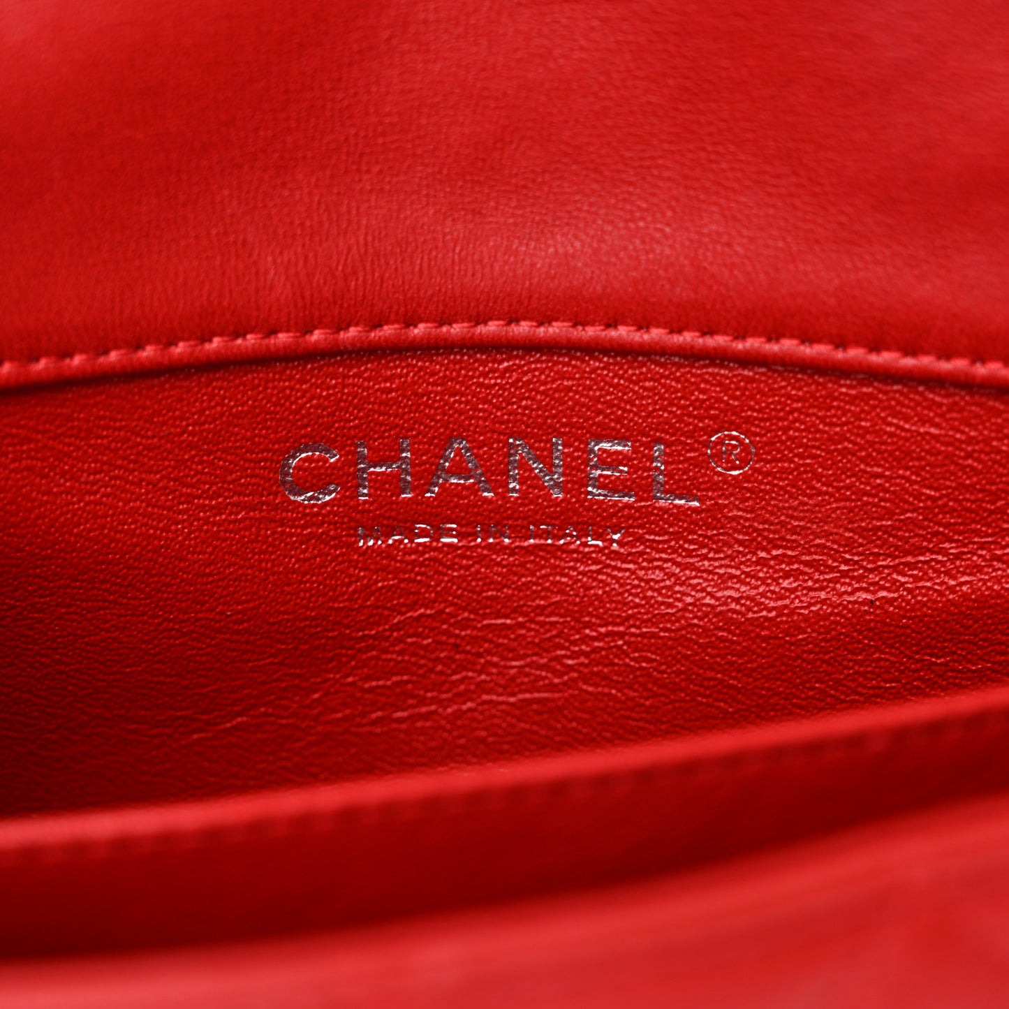 Lambskin Quilted Extra Mini Rectangular Flap Red