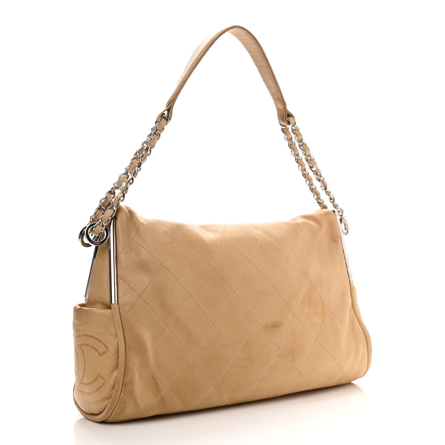 Lambskin Stitched Medium Ultimate Soft Tote Beige