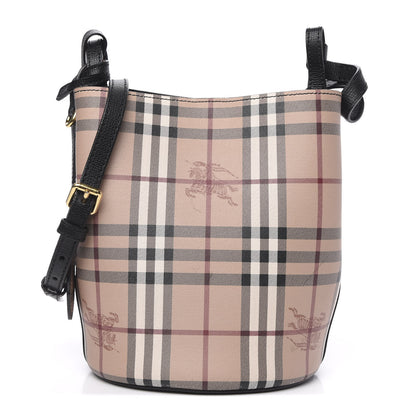 Burberry Haymarket Check Colours Small Lorne Bucket Crossbody Black 1 of 12