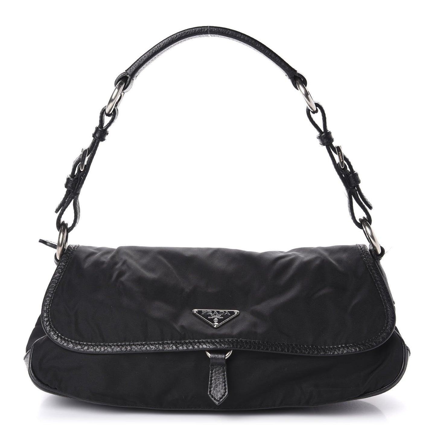 Nylon Vitello Daino Shoulder Bag Black