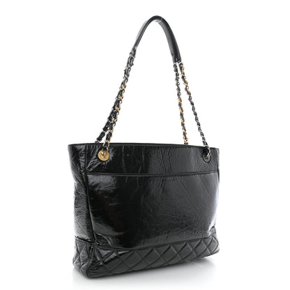Chanel Shiny Aged Calfskin Quilted Small Shopping Bag Black 3 of 12