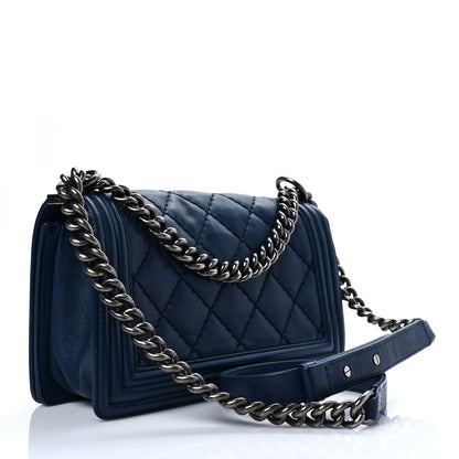 Chanel Calfskin Double Stitch Medium Boy Flap Marine 3 of 11