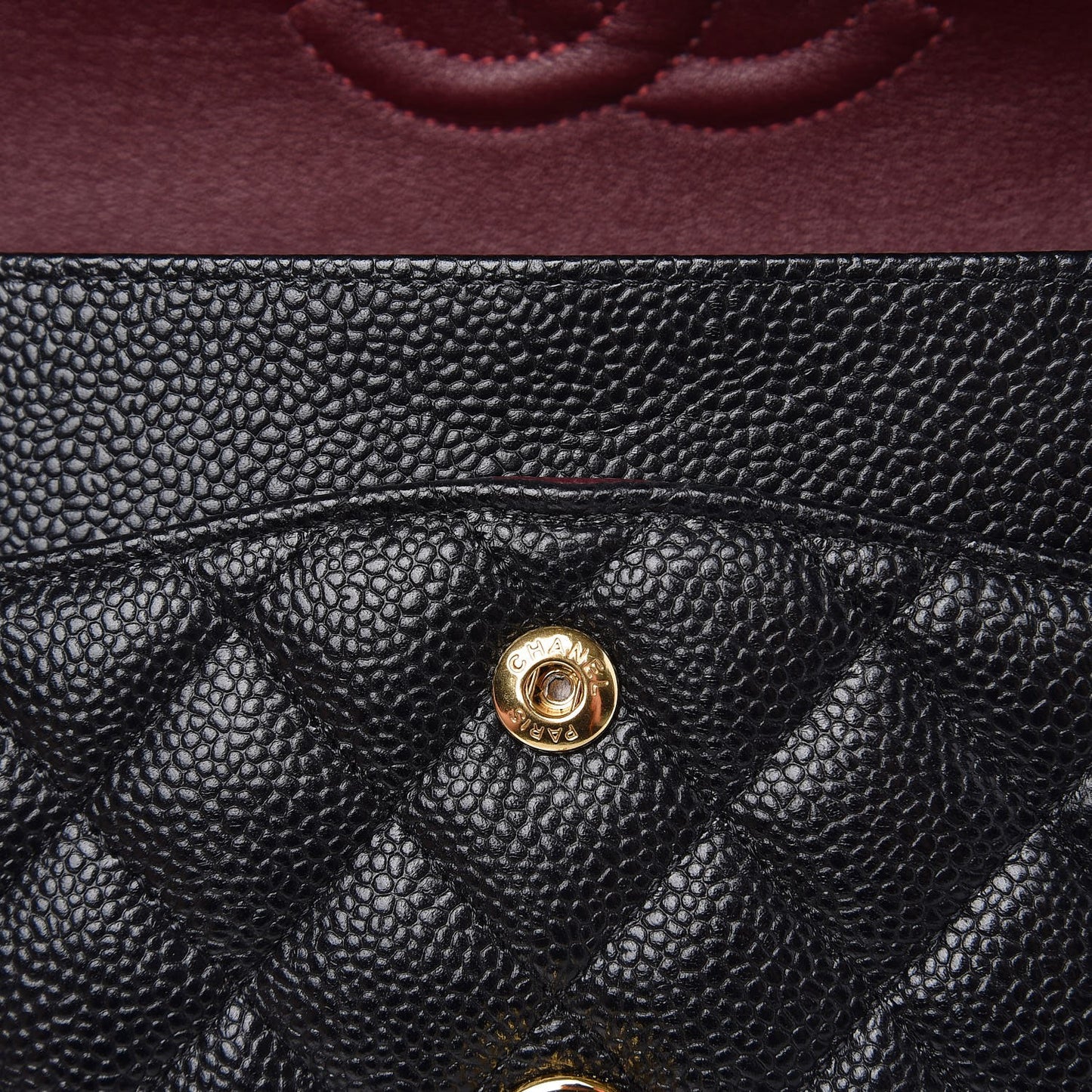 Caviar Quilted Medium Double Flap Black