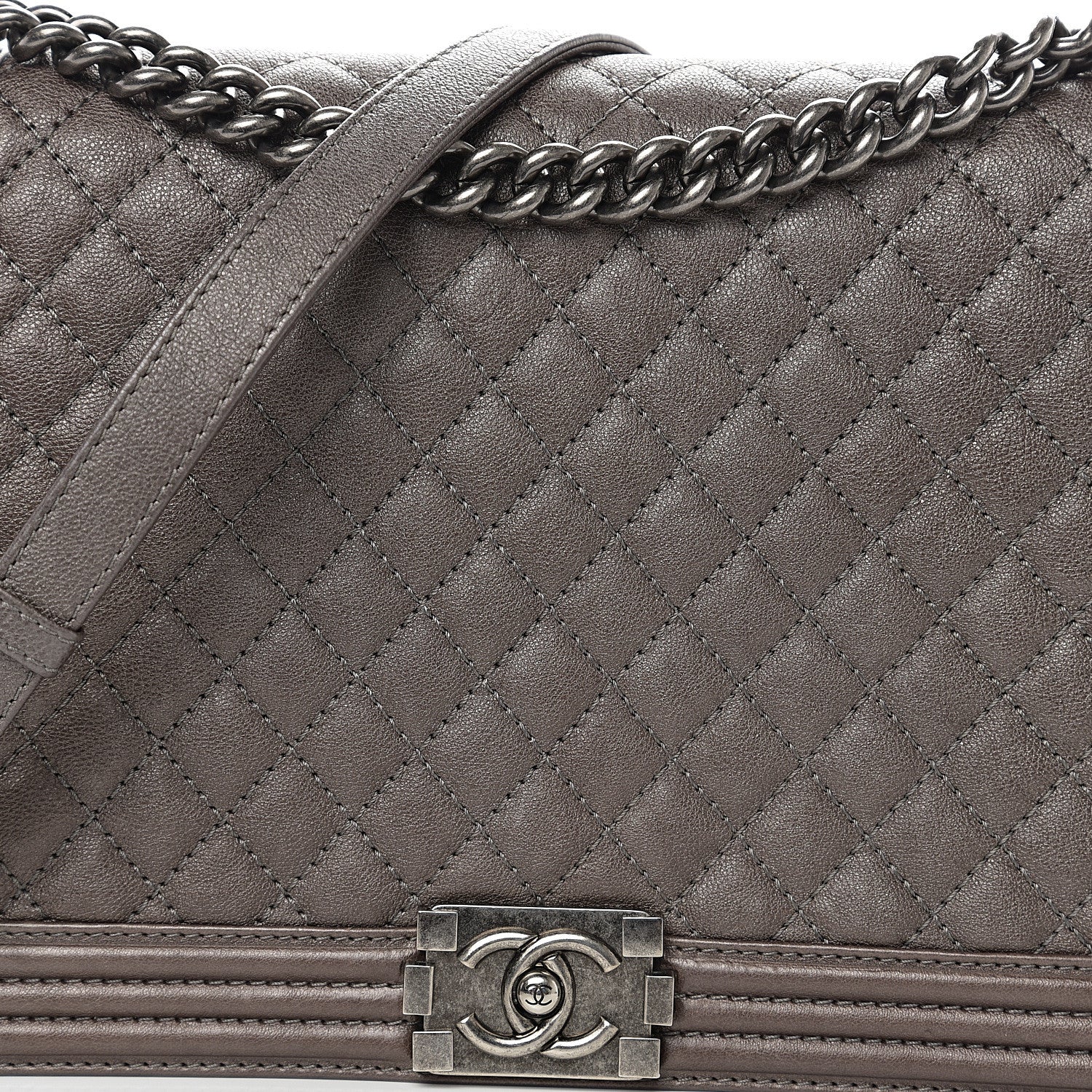 Chanel Calfskin Quilted Large Boy Flap Grey 10 of 10