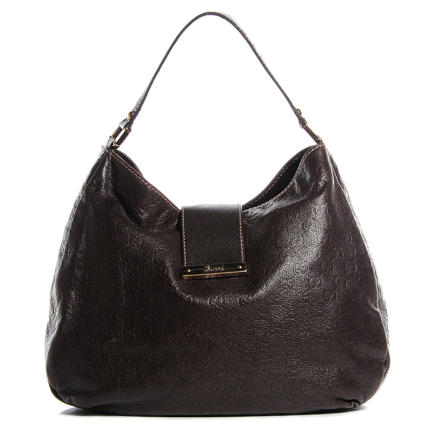 Guccissima Large New Ladies Web Hobo Dark Brown