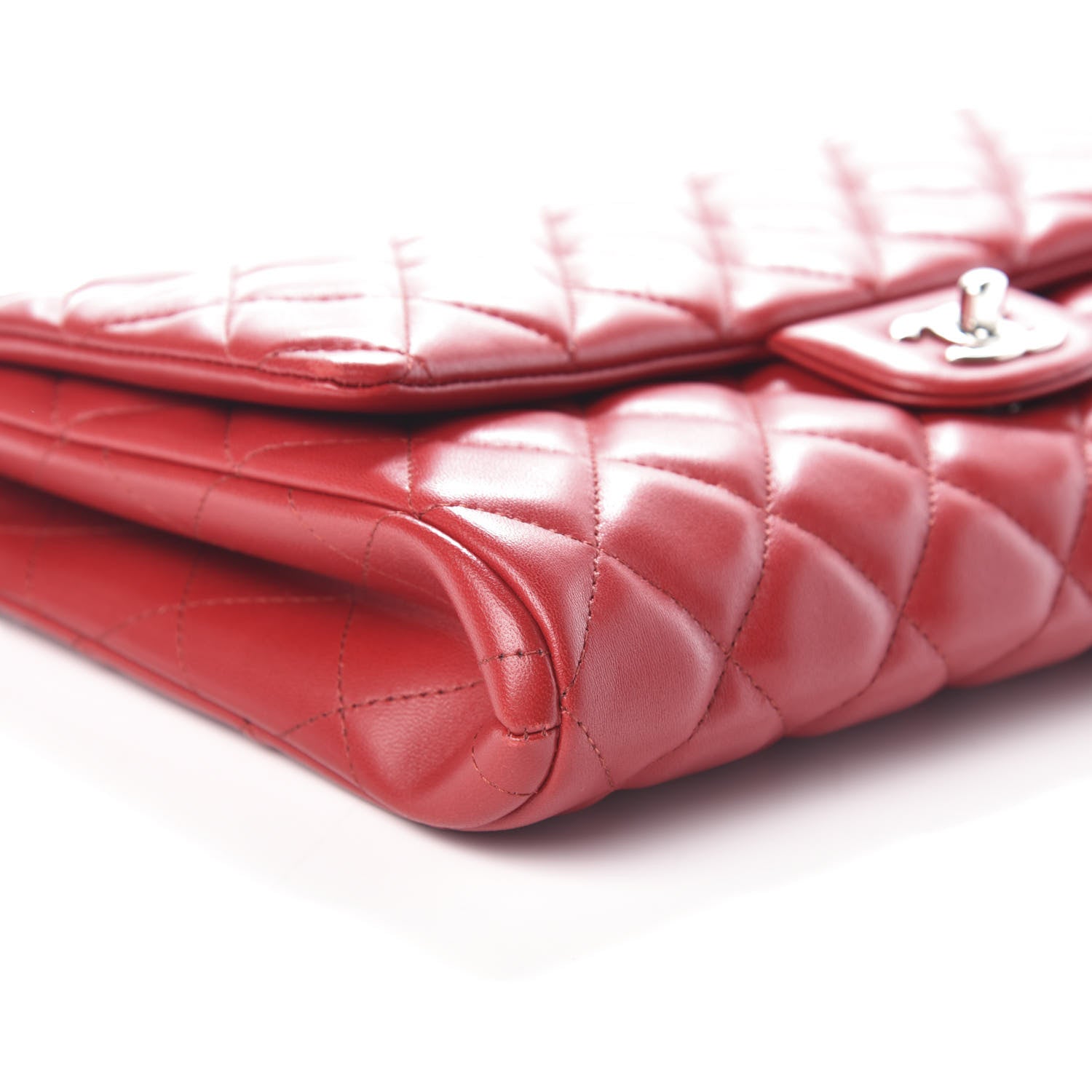 Chanel Lambskin Quilted Clutch With Chain Flap Red 9 of 10