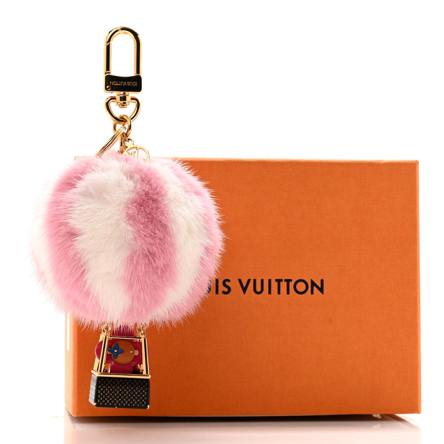 Mink Fur Vivienne Balloon Bag Charm Key Holder Pink