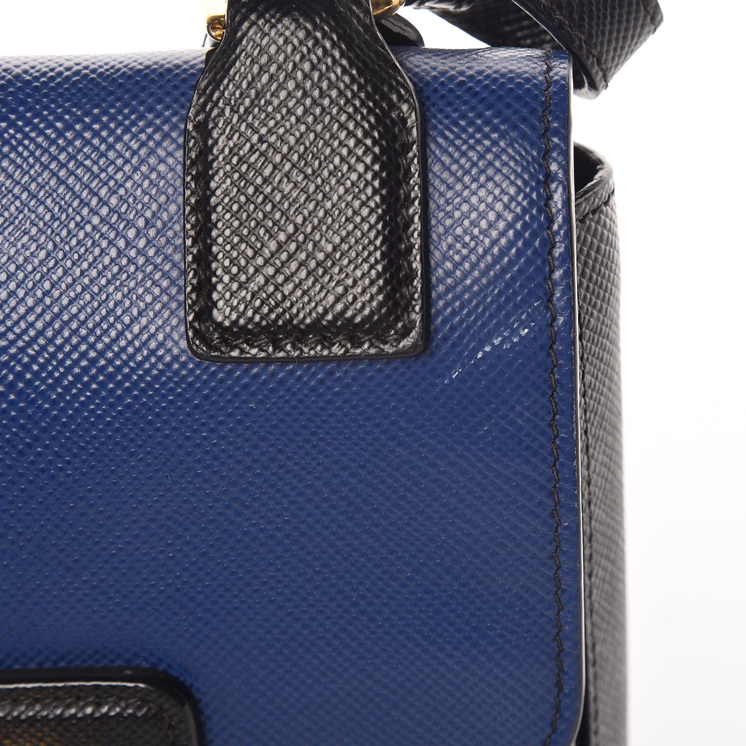 Prada Saffiano Bi-Color Crossbody Bag Inchiostro Black 11 of 15