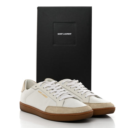 Saint Laurent Calfskin Perforated Suede SL10 Court Classic Low Top Sneakers 41 White 9 of 9