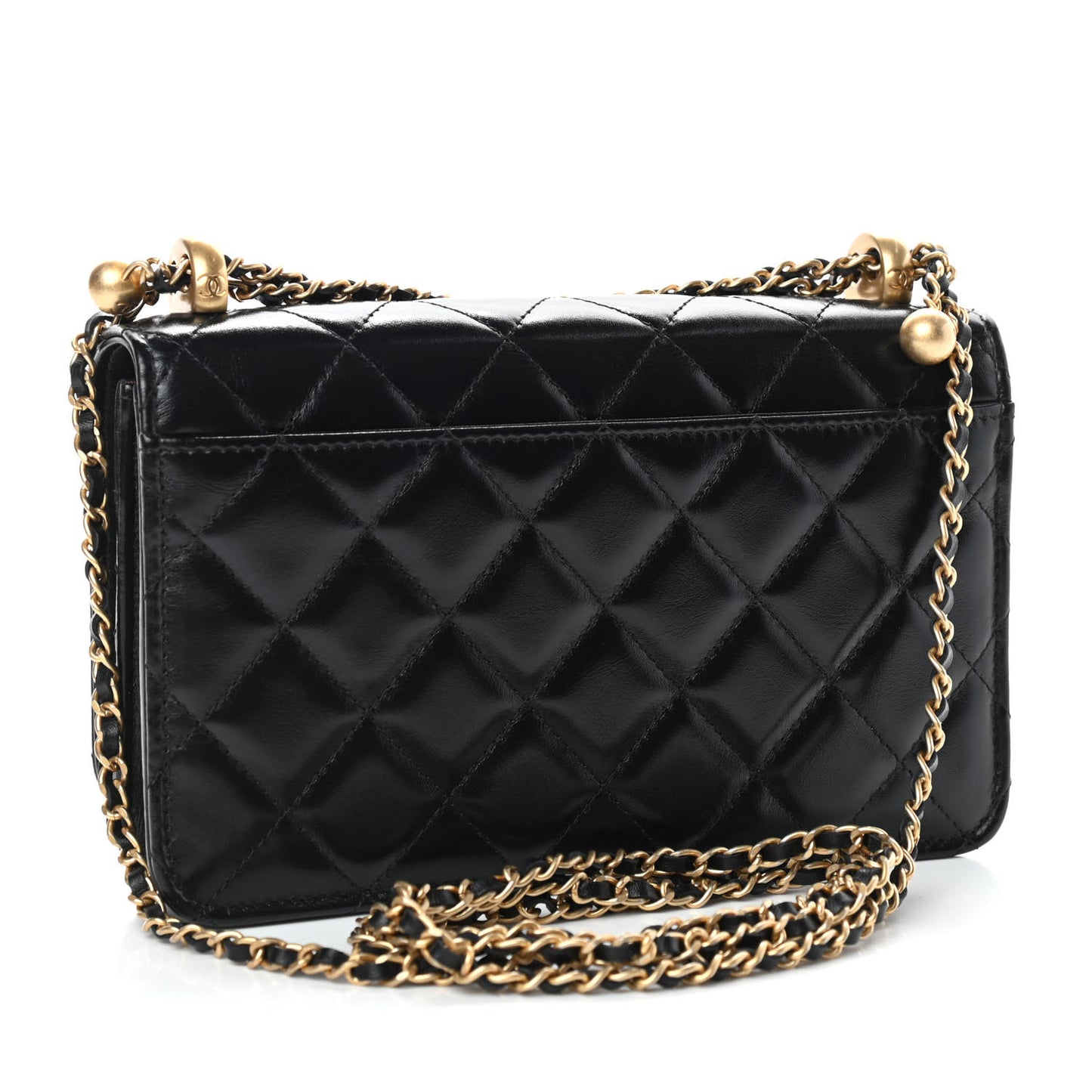 Calfskin Quilted Perfect Fit Wallet On Chain WOC Black