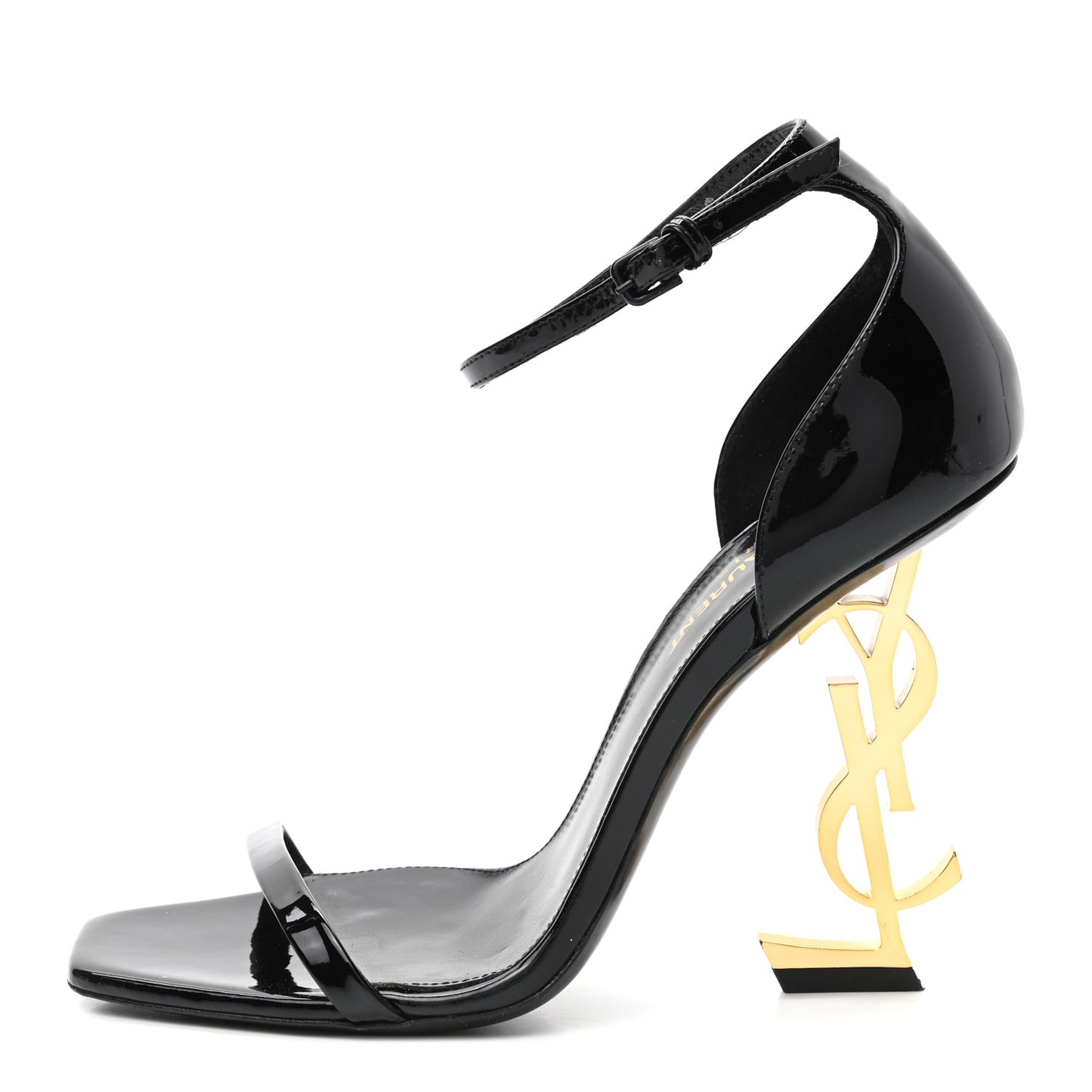 Patent Calfskin Opyum 110 Sandals 37 Black Gold