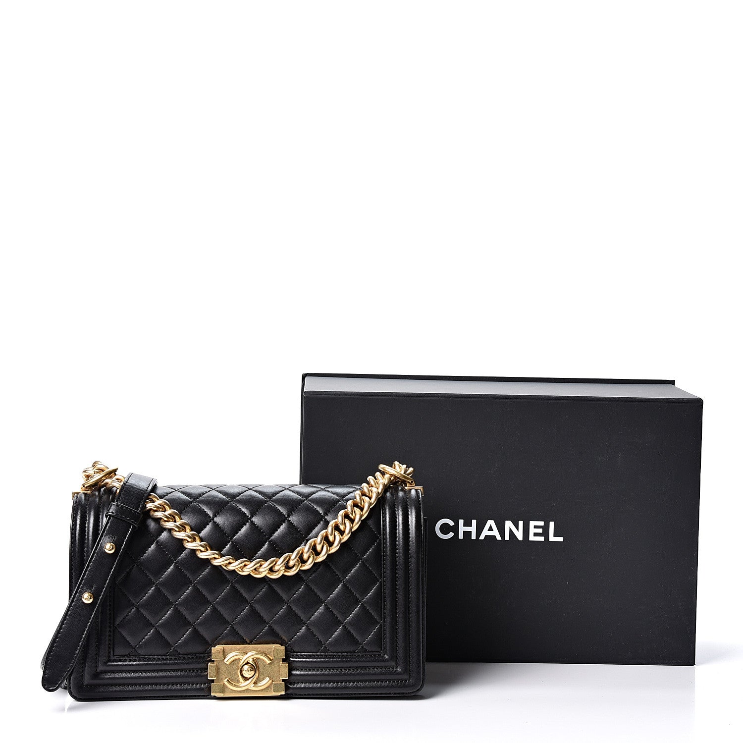 Chanel Lambskin Quilted Medium Boy Flap Black 10 of 10