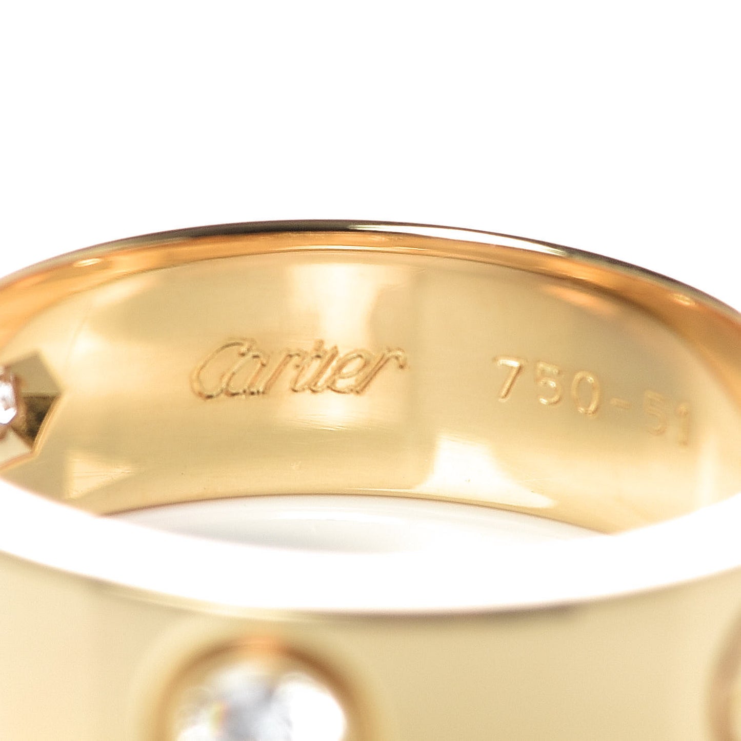 18K Yellow Gold 3 Diamond 5.5mm LOVE Ring 51 5.75