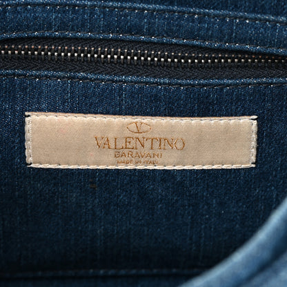 Valentino Garavani Denim Guitar Strap Rockstud Rolling Shoulder Flap Messenger Bag 6 of 14