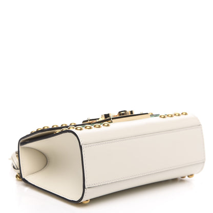 Gucci Calfskin Floral Embroidered Small Padlock Shoulder Bag White 4 of 9