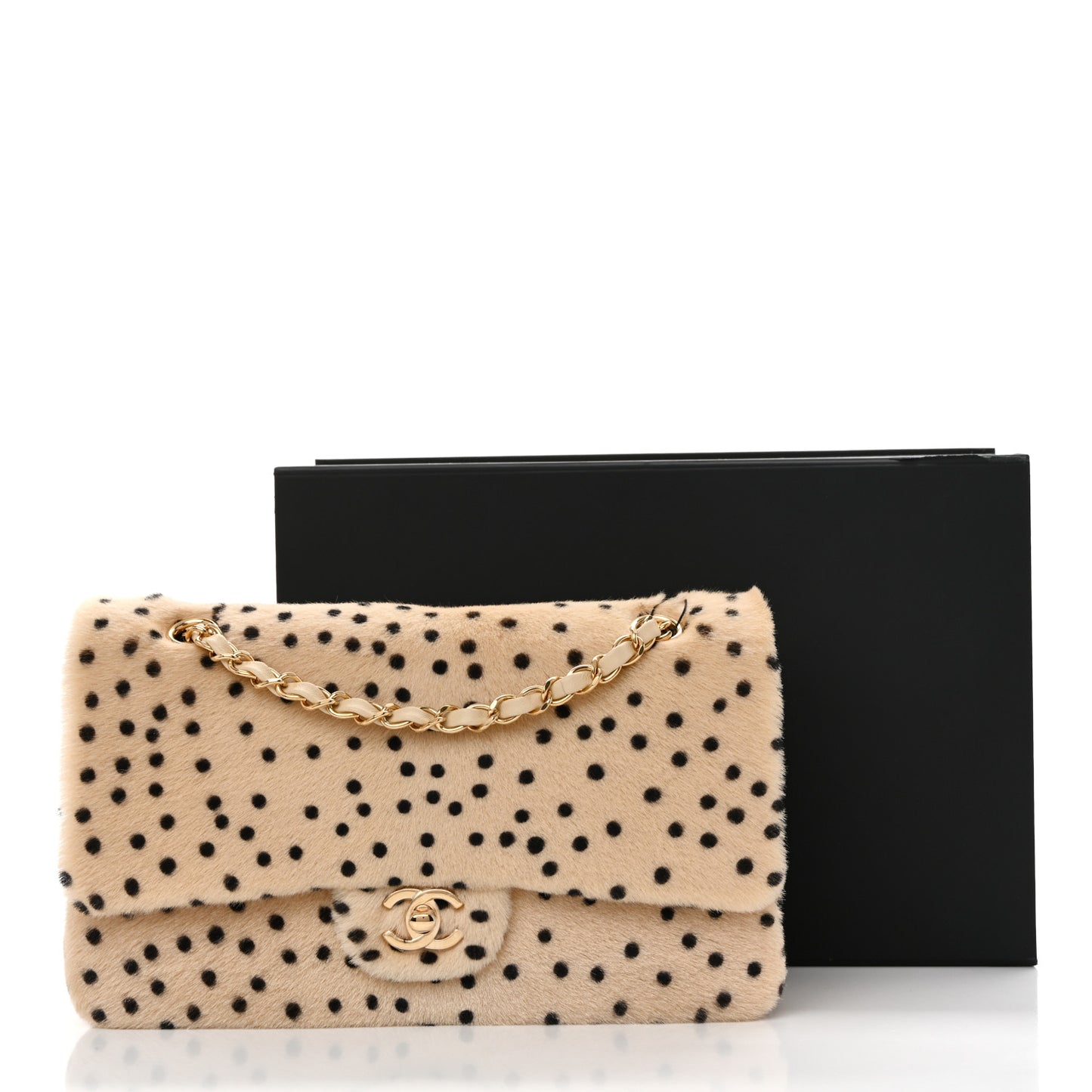 Pony Hair Cheetah Printed Creative Fabrics Flap Light Beige Black
