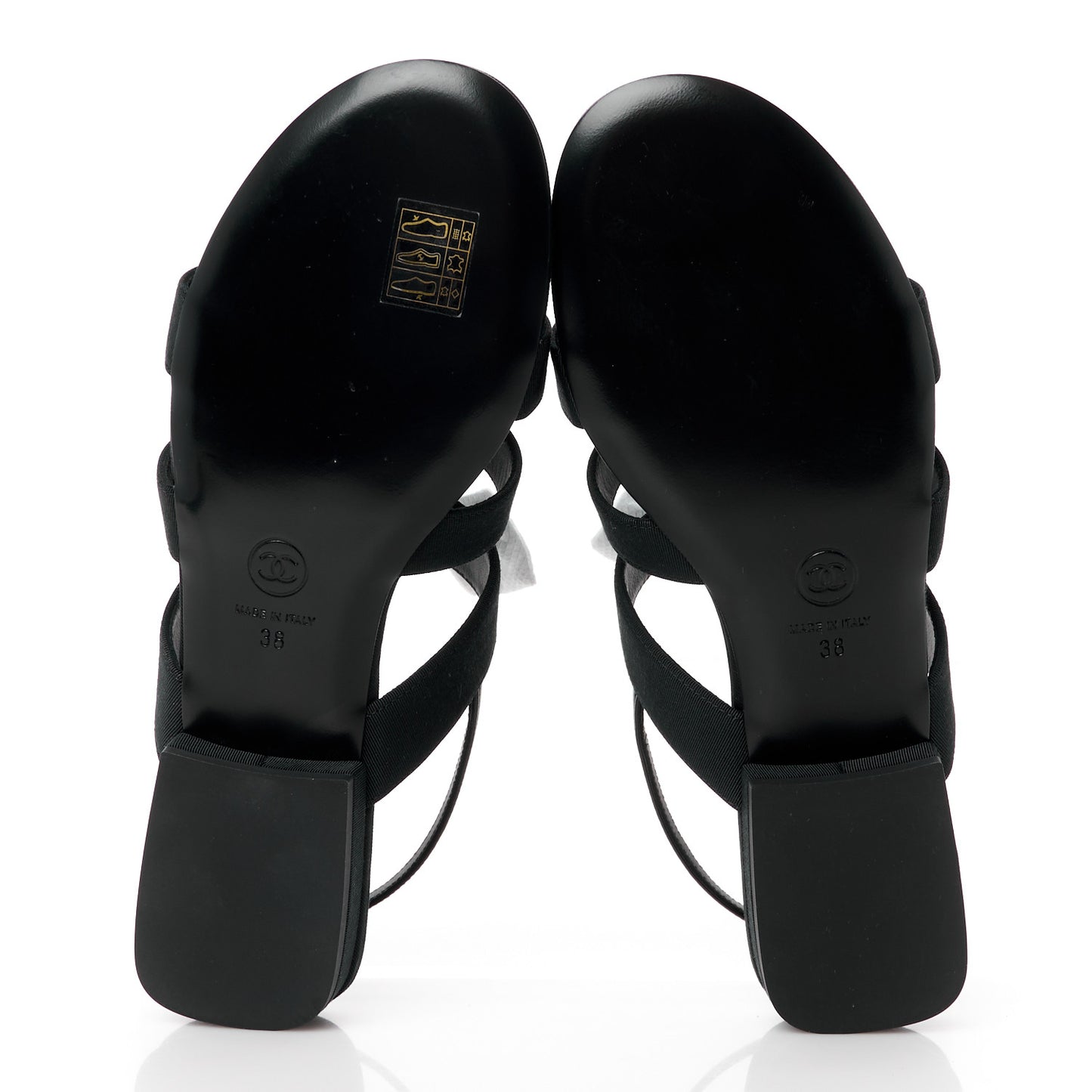 Grosgrain Chain CC Logo Bow Sandals 38 Black