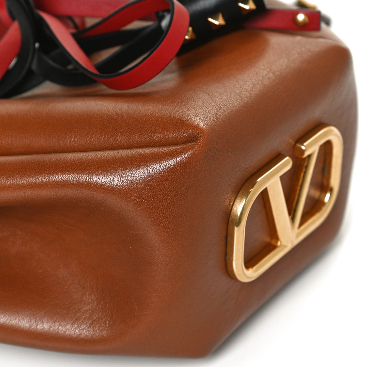 Grainy Calfskin VLogo Bucket Bag Brown