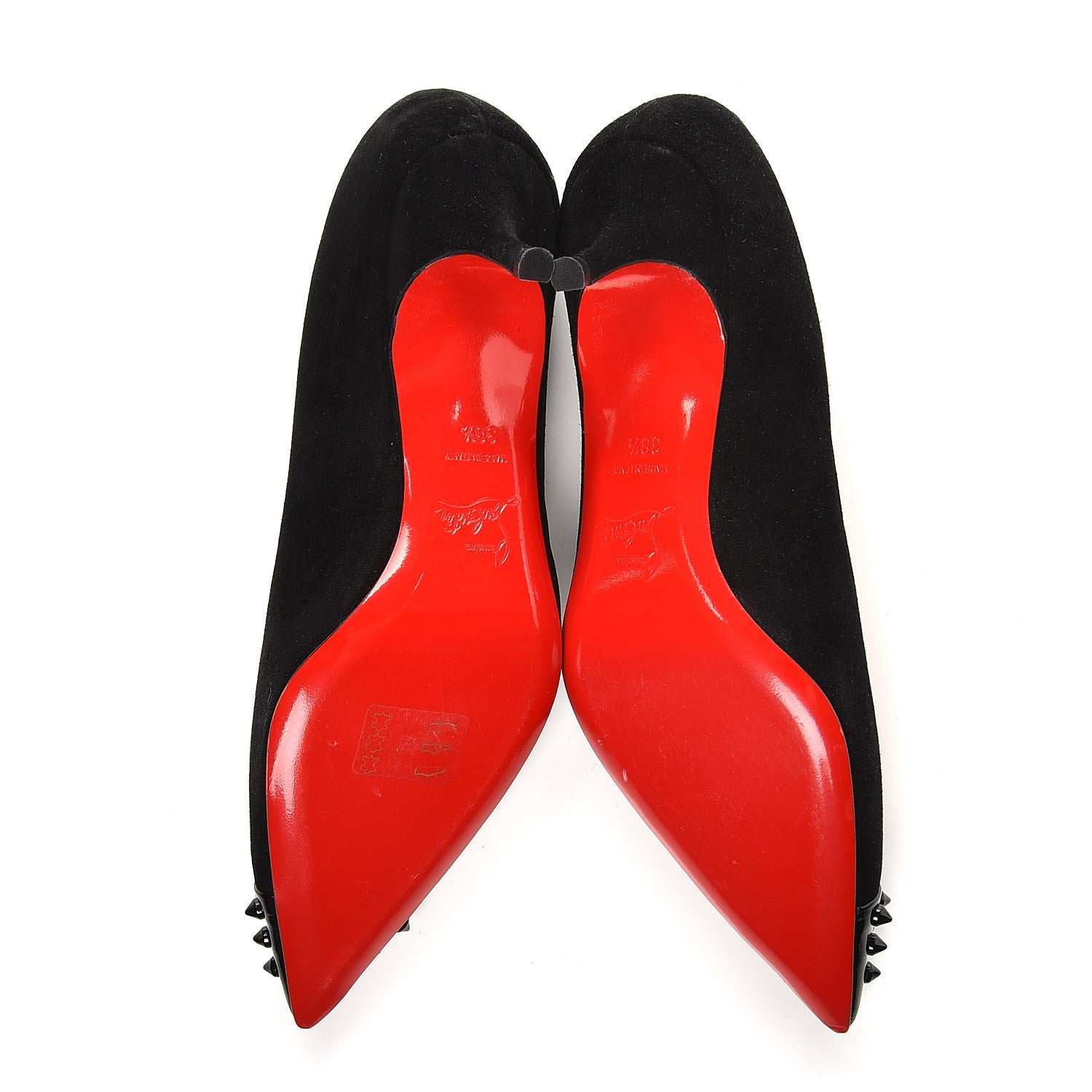 Christian Louboutin Suede Patent Geo 45 Pumps 38.5 Black 5 of 9