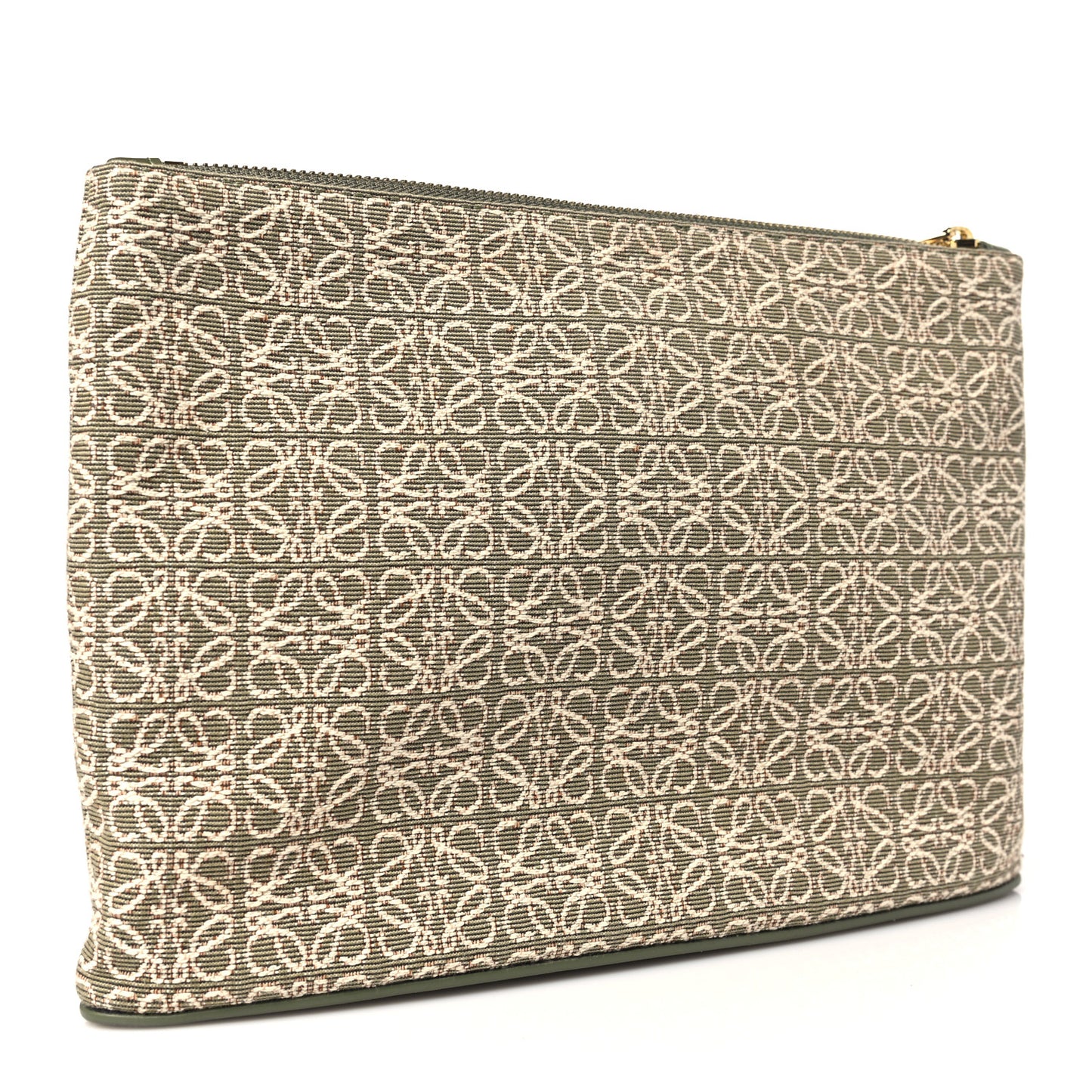 Jacquard Anagram Calfskin Clutch Avocado Green