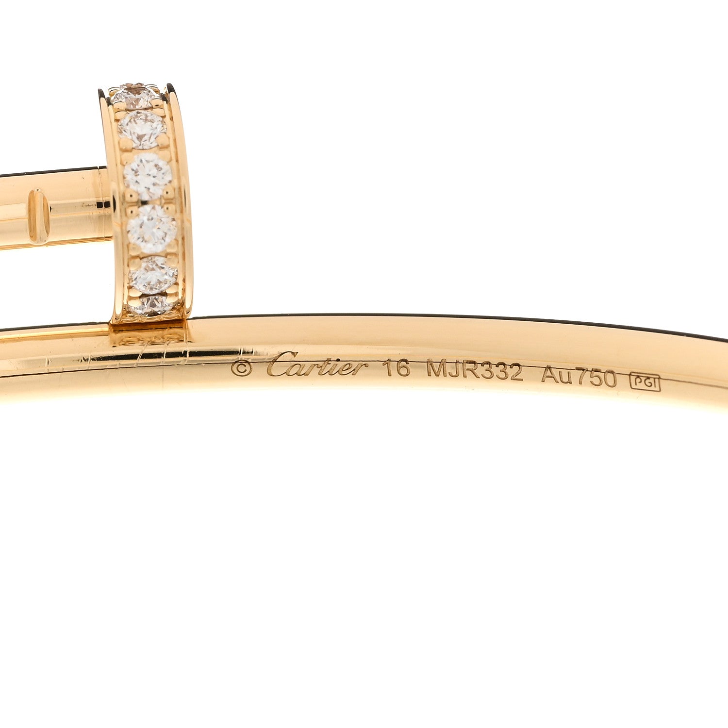 Cartier 18K Yellow Gold Diamond Small Juste Un Clou Bracelet 16 3 of 3