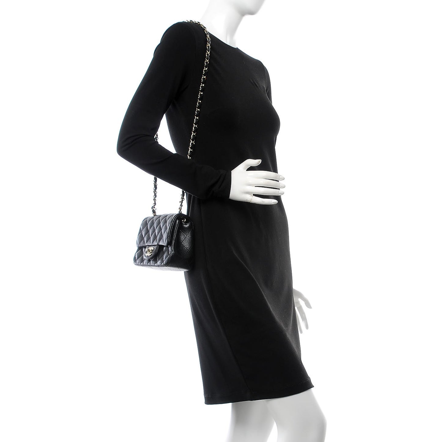Caviar Quilted Mini Square Flap Black