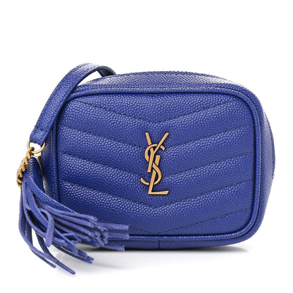 Saint Laurent Grain De Poudre Matelasse Monogram Baby Lou Camera Bag Sapphire Blue 1 of 9