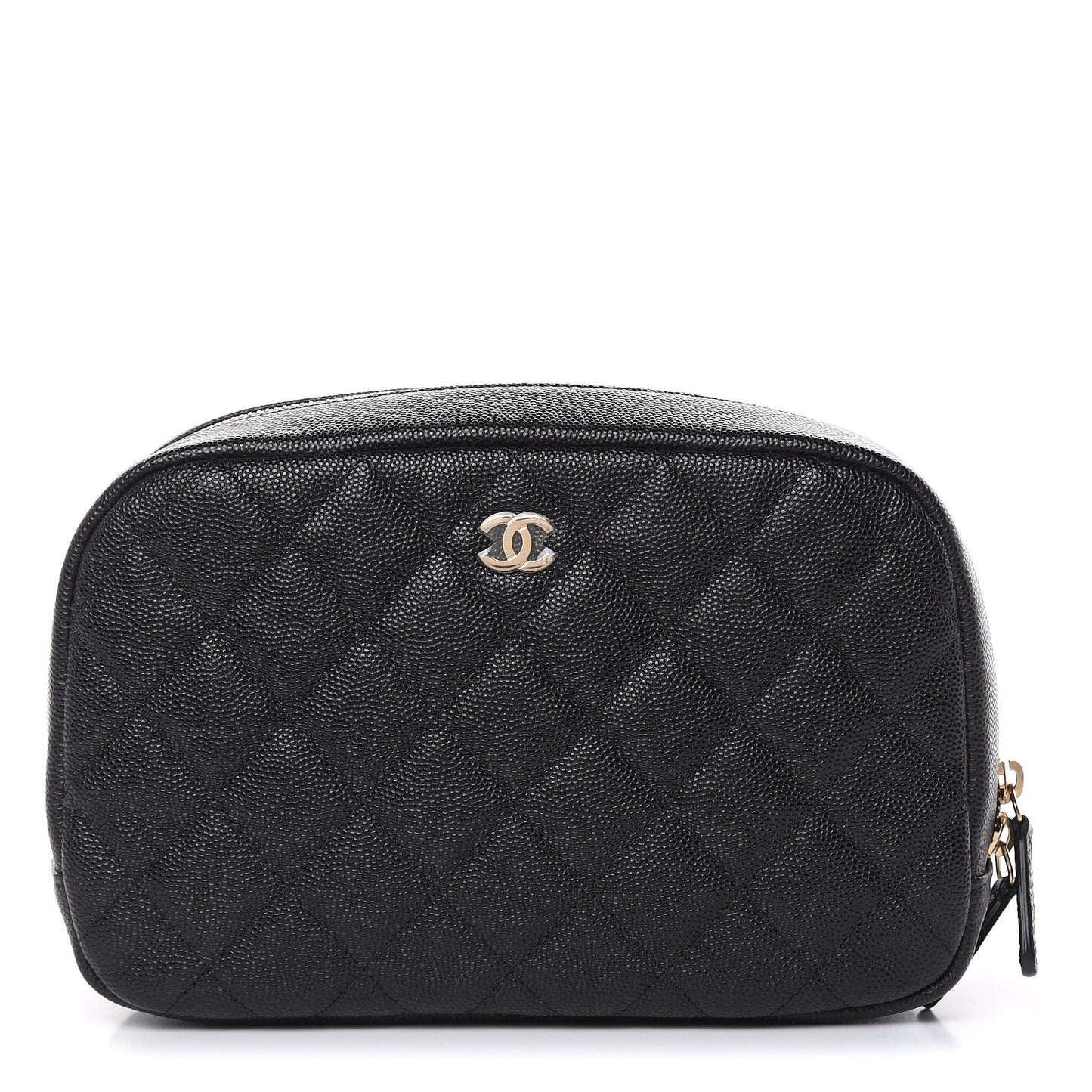 Caviar Quilted Curvy Pouch Cosmetic Case Black