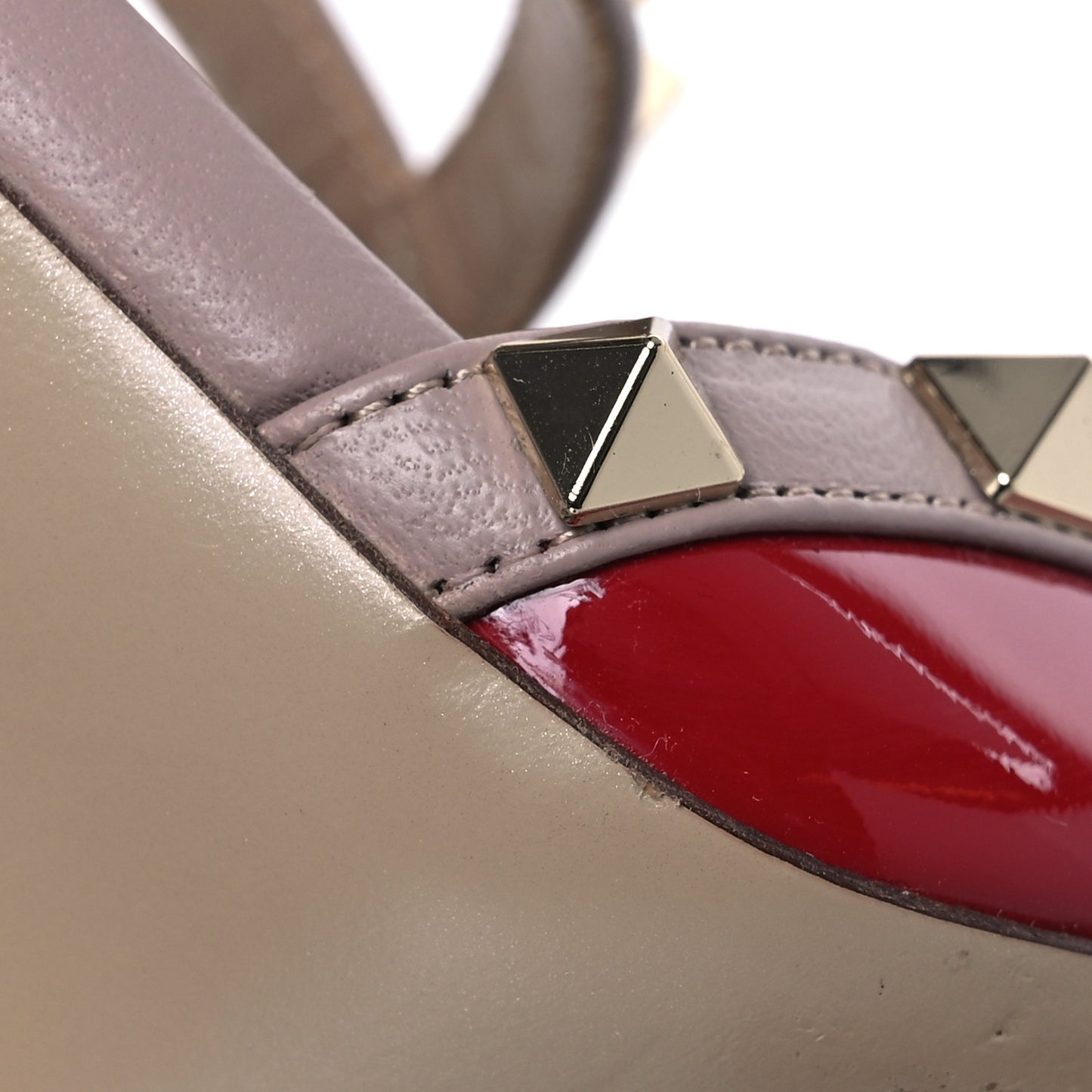 Patent Rockstud 90mm Cage Mules 39.5 Rosso Beige
