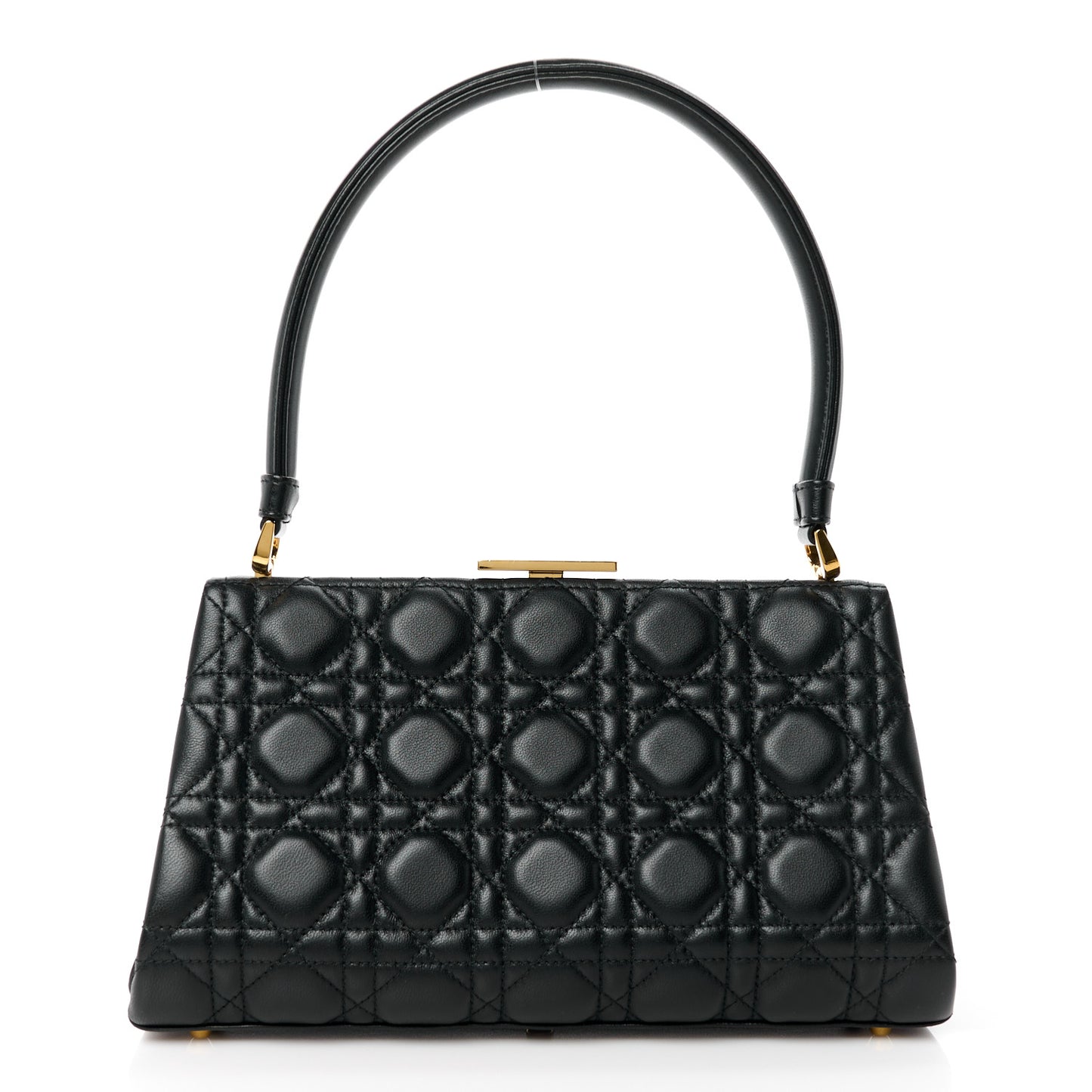Calfskin Cannage Frame Bag Black