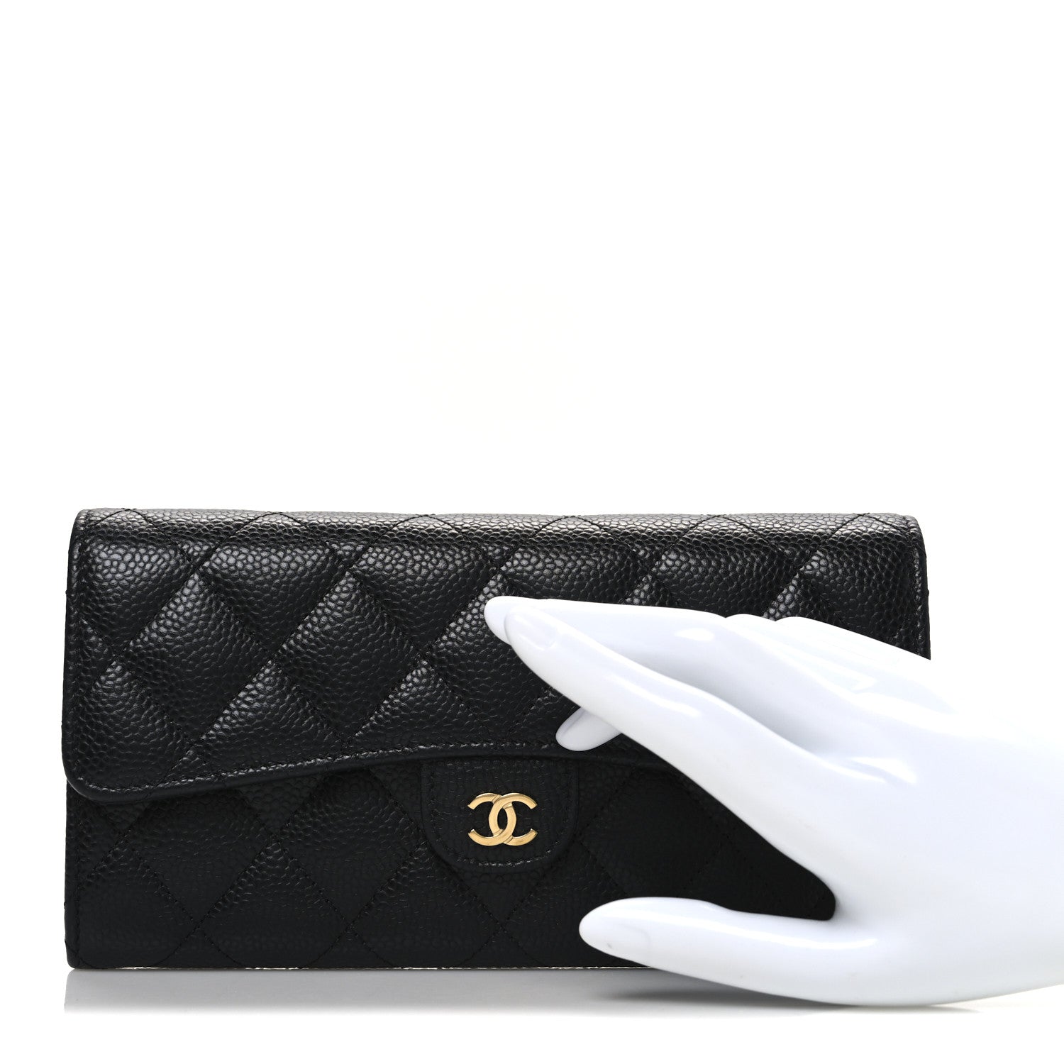 Chanel Caviar Quilted Large Gusset Flap Wallet Black 2 of 8