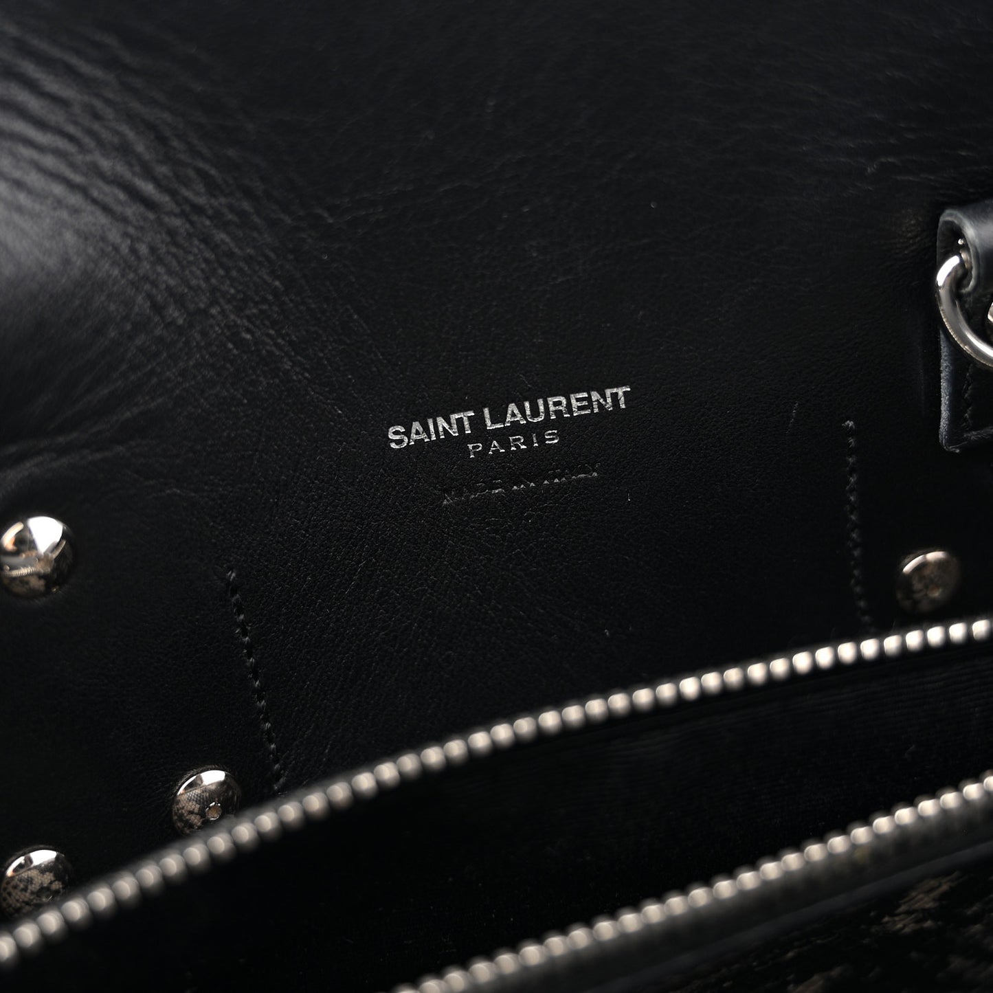 Grained Calfskin Embossed Python Small Sac De Jour Black