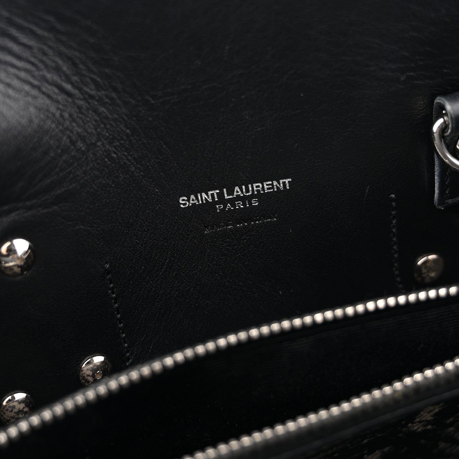 Saint Laurent Grained Calfskin Embossed Python Small Sac De Jour Black 6 of 12