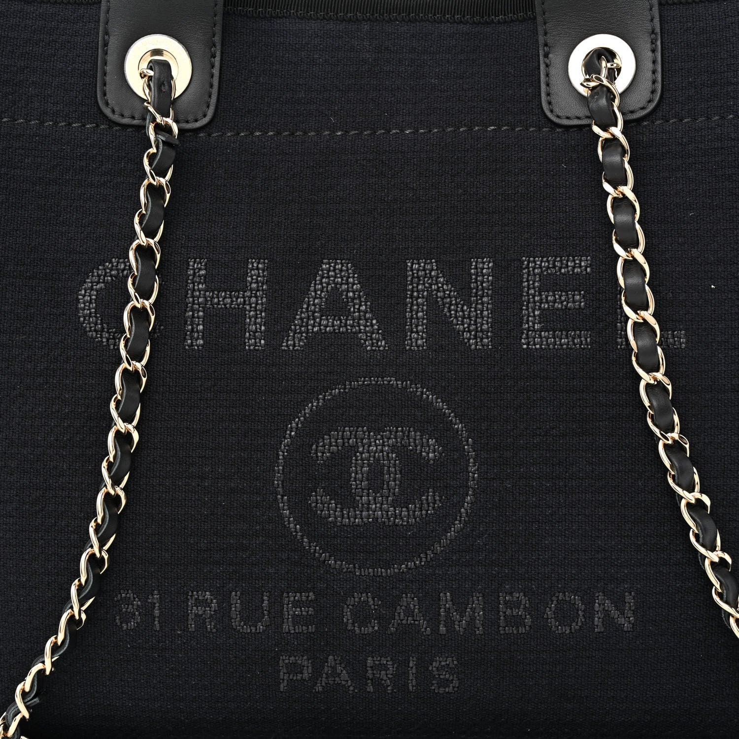 Chanel Canvas Medium Deauville Tote Black 10 of 13