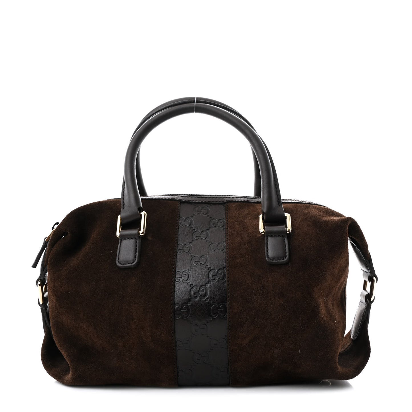 Suede Guccissima Small Boston Brown