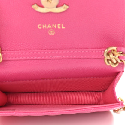 Chanel Shiny Caviar Quilted Chain Melody Card Holder On Chain Dark Pink 5 of 9