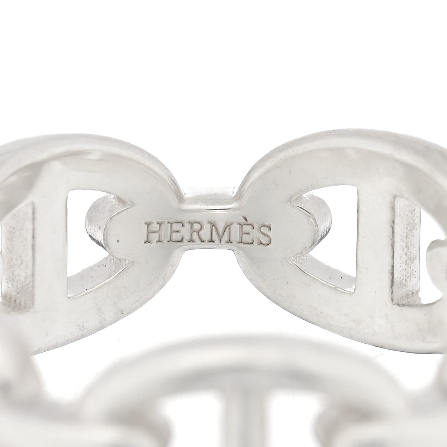 Hermes Sterling Silver PM Chaine d'Ancre Enchainee Band Ring 56 7.75 4 of 5
