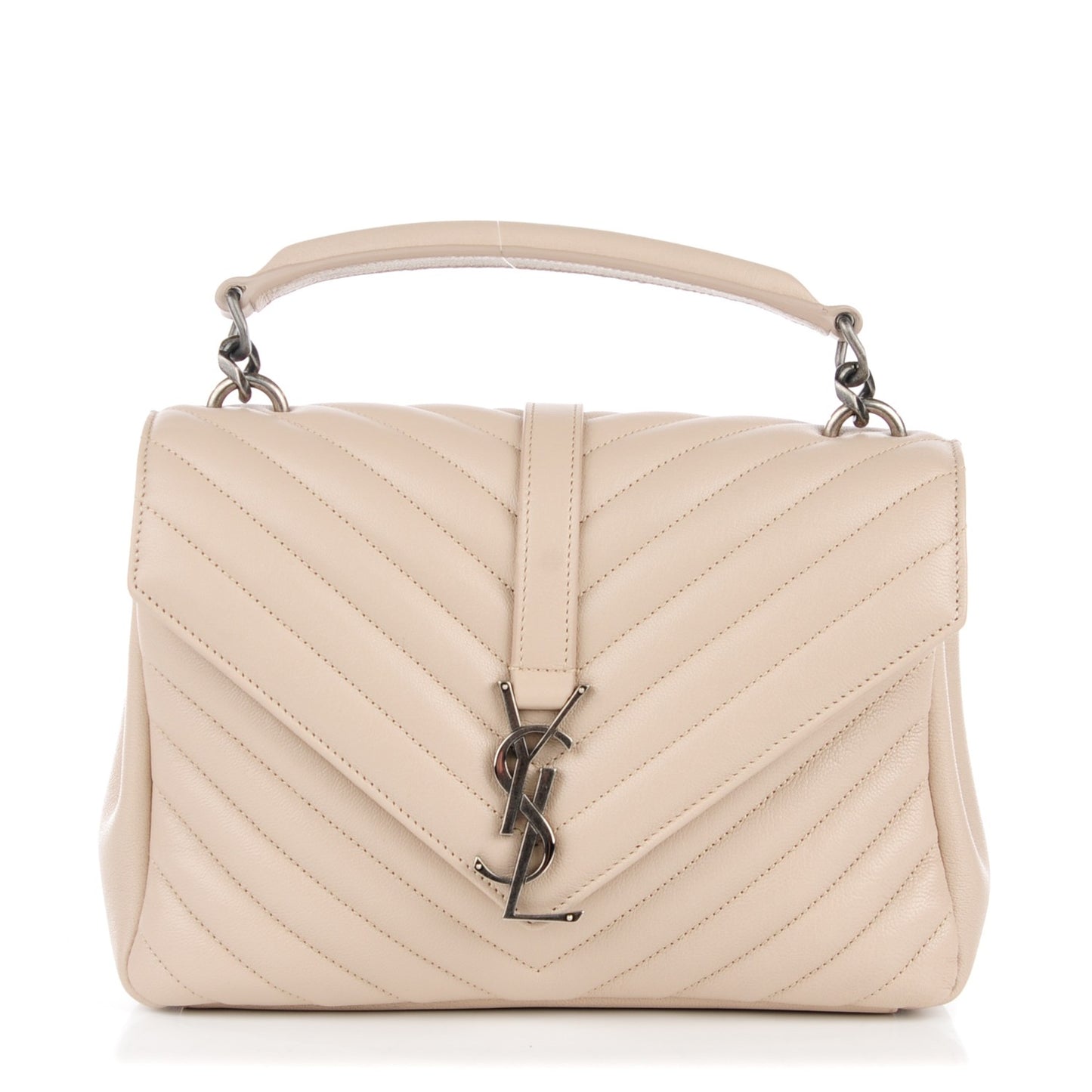 Sheepskin Matelasse Medium College Monogram Bag Rose Poudre